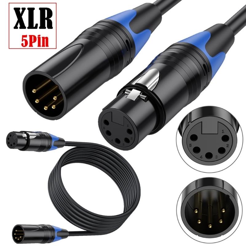 Langlebiges 5-adriges XLR-Kabel DMX512 5-Pin Stecker zu XLR 5-Pin Buchse Port DMX512 Kabel Verlängerungskabel Anschlussleitung
