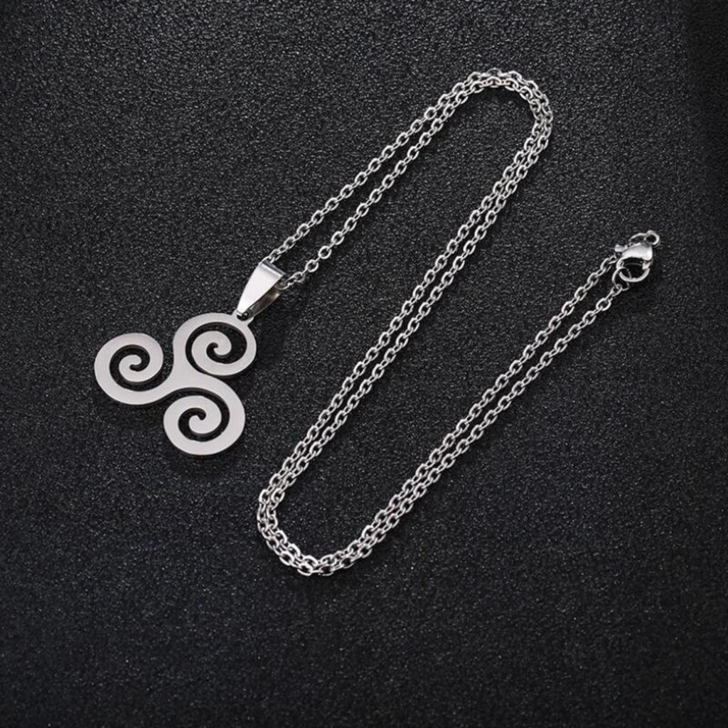 Triskele Symbol Pendant Necklace Stainless Steel Jewelry Gift for Women Men