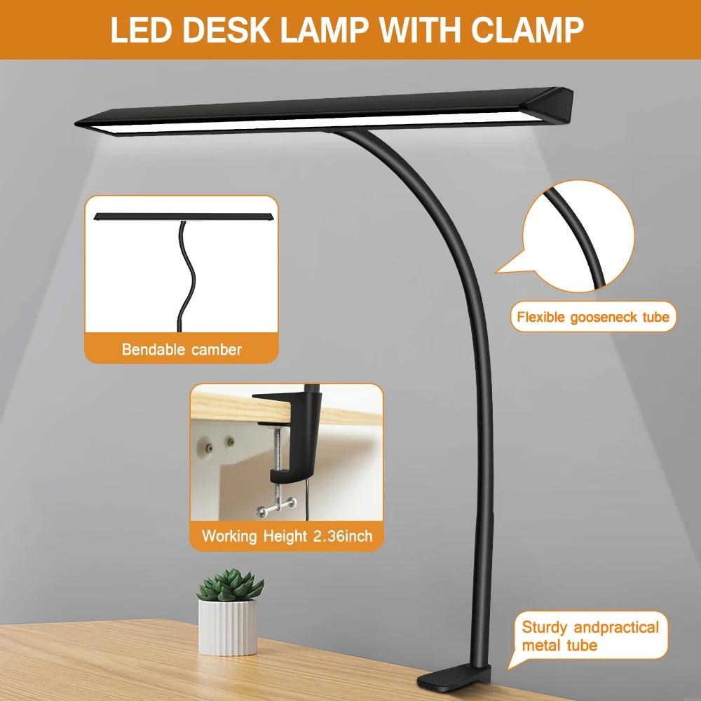 Touch Dimmable LED Desk Lamp for Office Home Eye-Caring Table Light with Adjustable Gooseneck