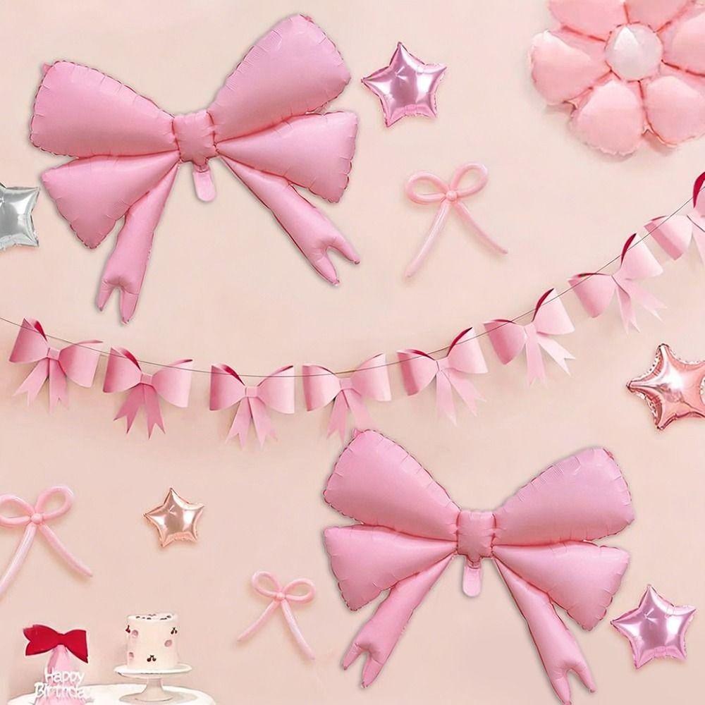 Reusable Pink Bow Balloons  for Girls Birthday Baby Shower Decorations Wedding Decorations