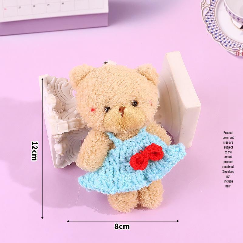 Blush Bear Doll Keychain: Cute Skirt Plush Heart Bag Charm Gift