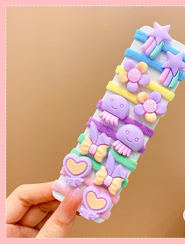 10pcs New Fashion High Elasticity Sweet Cute Baby Hair Rope Girls Hair Accessories Rubber Band for Children Cartoon Hair Band