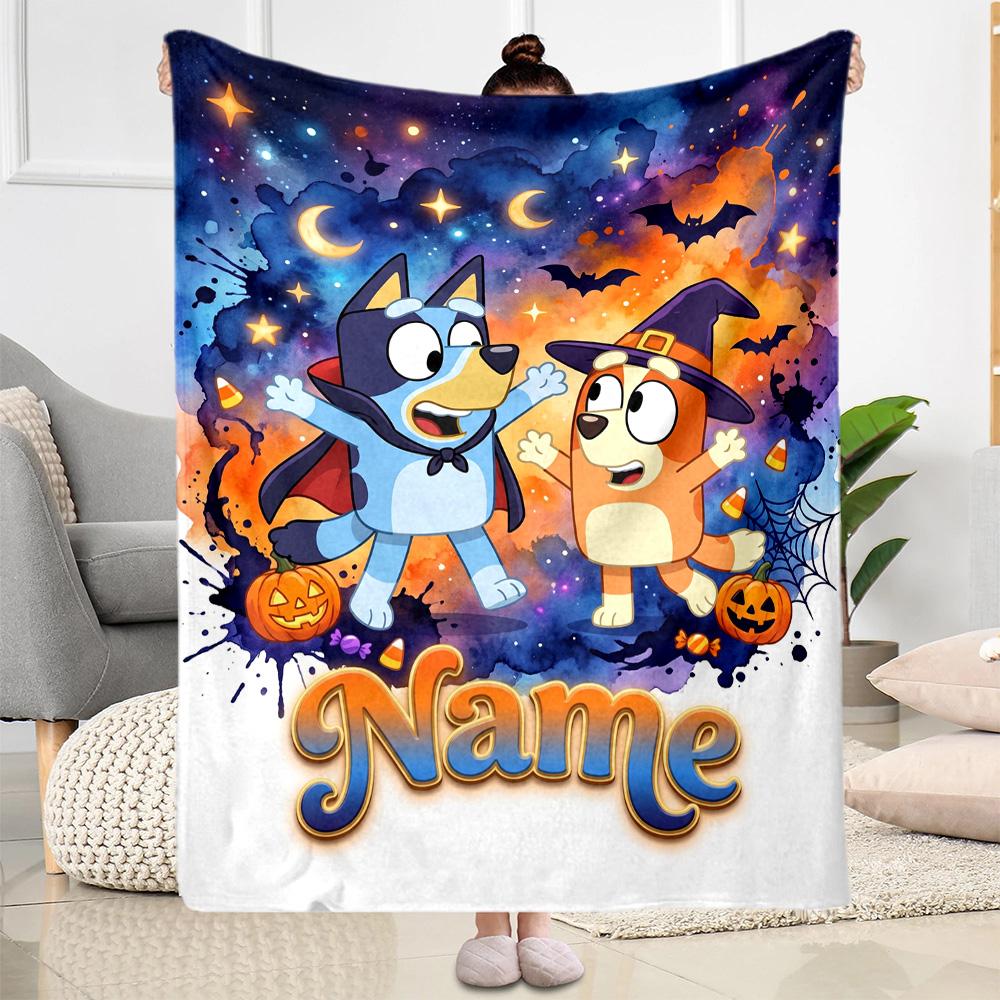 Halloween Costume Parade Personalized Name Blanket Multi-purpose Personalized Blanket Soft & Cozy Perfect for Seaside Office Bed Living Room