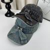 Women'S Korean Style Sweet Bow Tie Denim Baseball Cap Spring/Summer  Duckbill Sun Cap Fashion Accessory