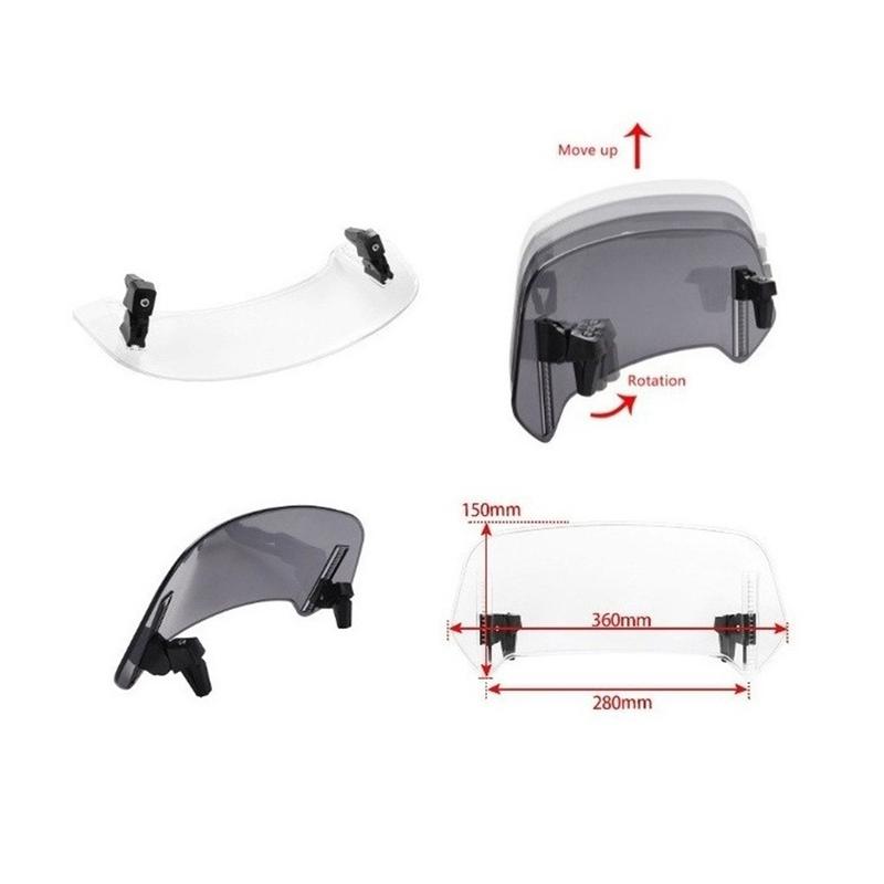 Acrylic Motorcycle Modified Heighten Extension Windshield Clamp-On Windscreen Wind Deflectors Spoiler Universal for Honda Suzuki