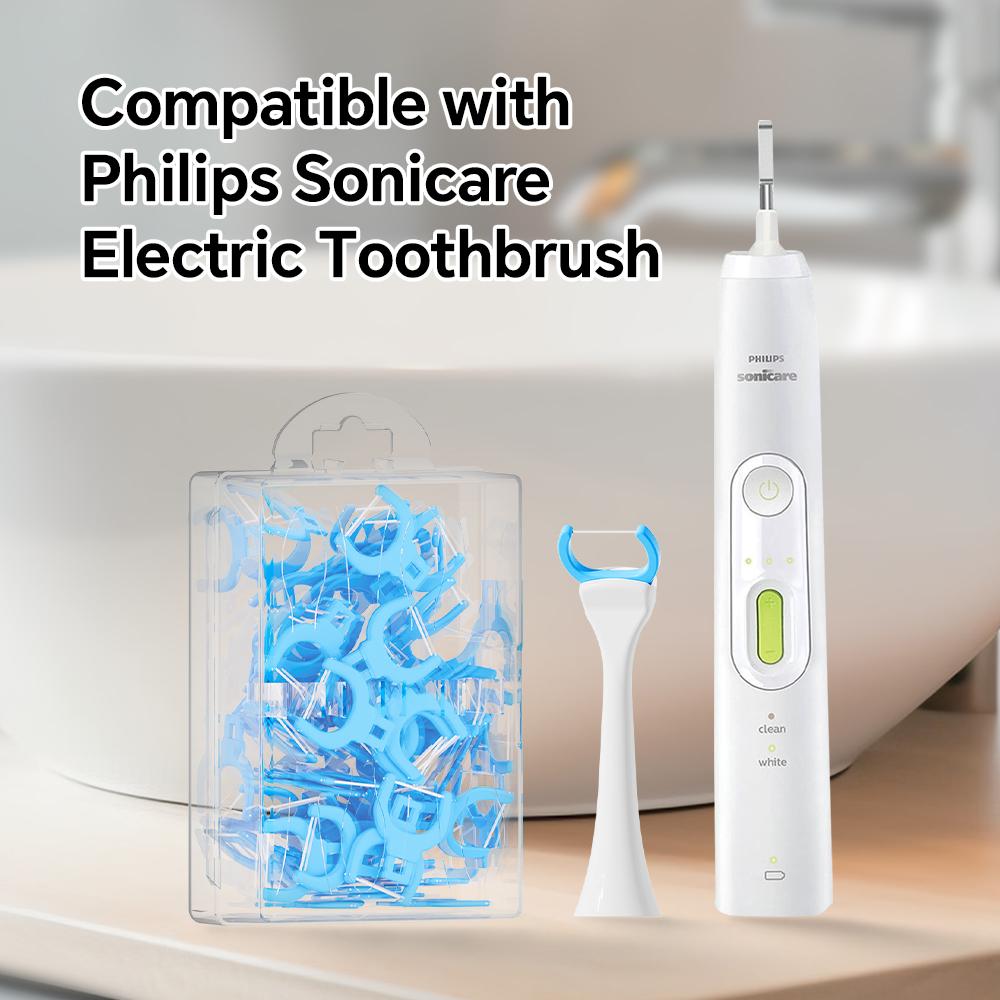 Replacement Flosser Brush Heads Compatible with Philips Sonicare Electric Toothbrush, 50pcs Floss Picks Refills Heads for Teeth