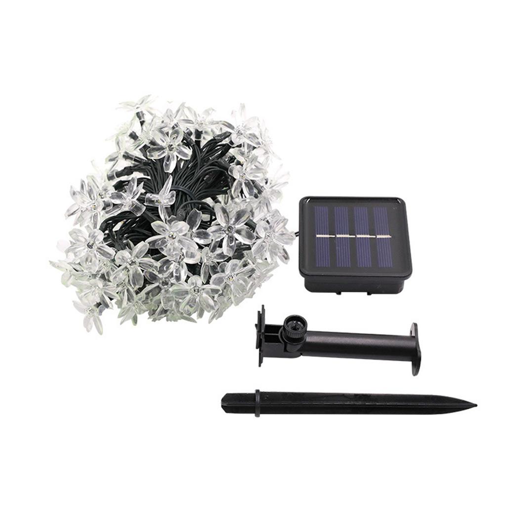 Solar Cherry Blossom String Wedding Christmas Day Courtyard Outdoor Atmosphere Decoration Peach Blossom 5m 20 Lights,Warm
