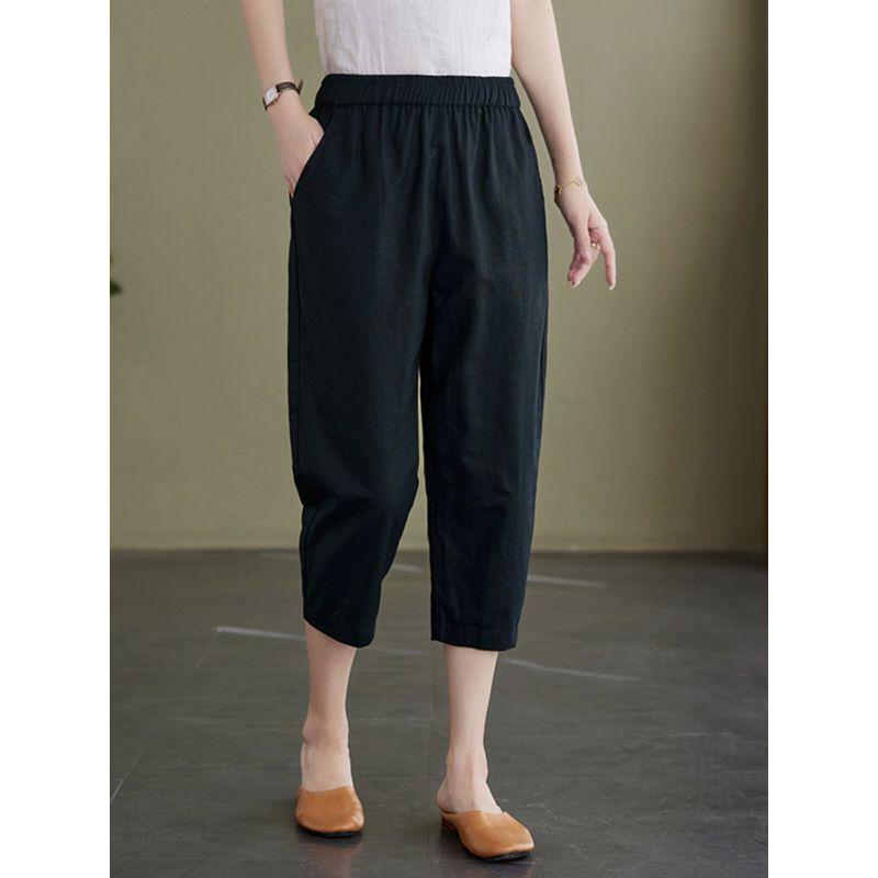 Summer New Arrival Cotton and Linen Thin Cropped Pants Women Plus Size Women's Clothing High Waist Loose Slimming Harem Pants Fat Sister Women's Pants
