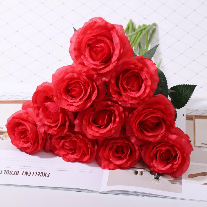 1 pcs Simulated rose bouquet, silk flower, plastic flower, fake flower, living room decoration, dried flower, dining table decoration
