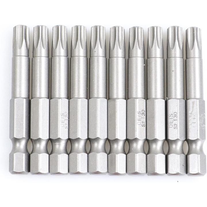 50mm 10Pcs OR 13Pcs Set Security Tamper Proof Magnetic Screwdriver Drill Bit Screw Driver Bits Hex Torx Flat Head 1/4" Hand Tool Screwdriver(T30