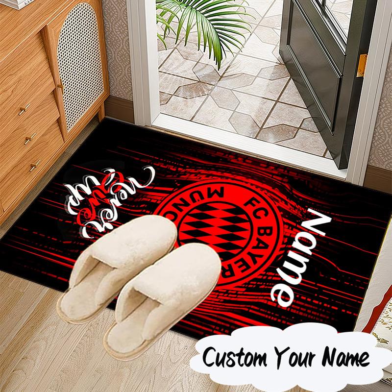 Custom Name Bayern Munich Crest Rug for Living Room, Game Rooms, Office, Bedroom, Floor Mat Playful Design, fan gifts Christmas decor