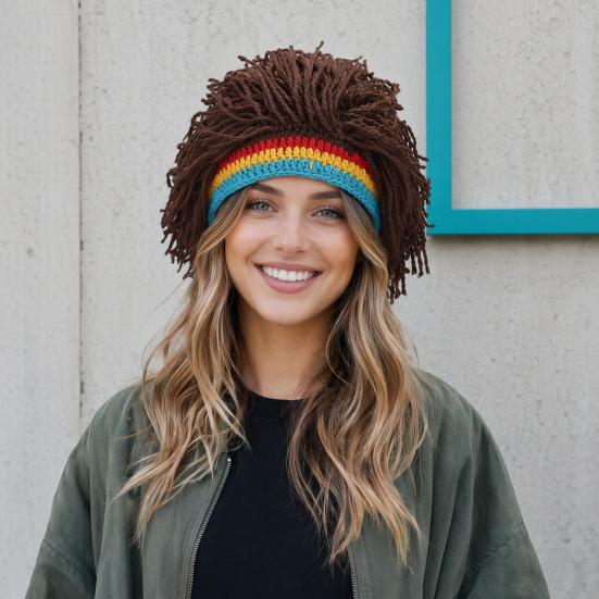 Hip Hop Style Hat, One-Piece Dreadlock Wig Knit Hat, Boys And Girls Hip Hop Cap, Music Festival Hat for Parties Festivals Halloween Daily Wear