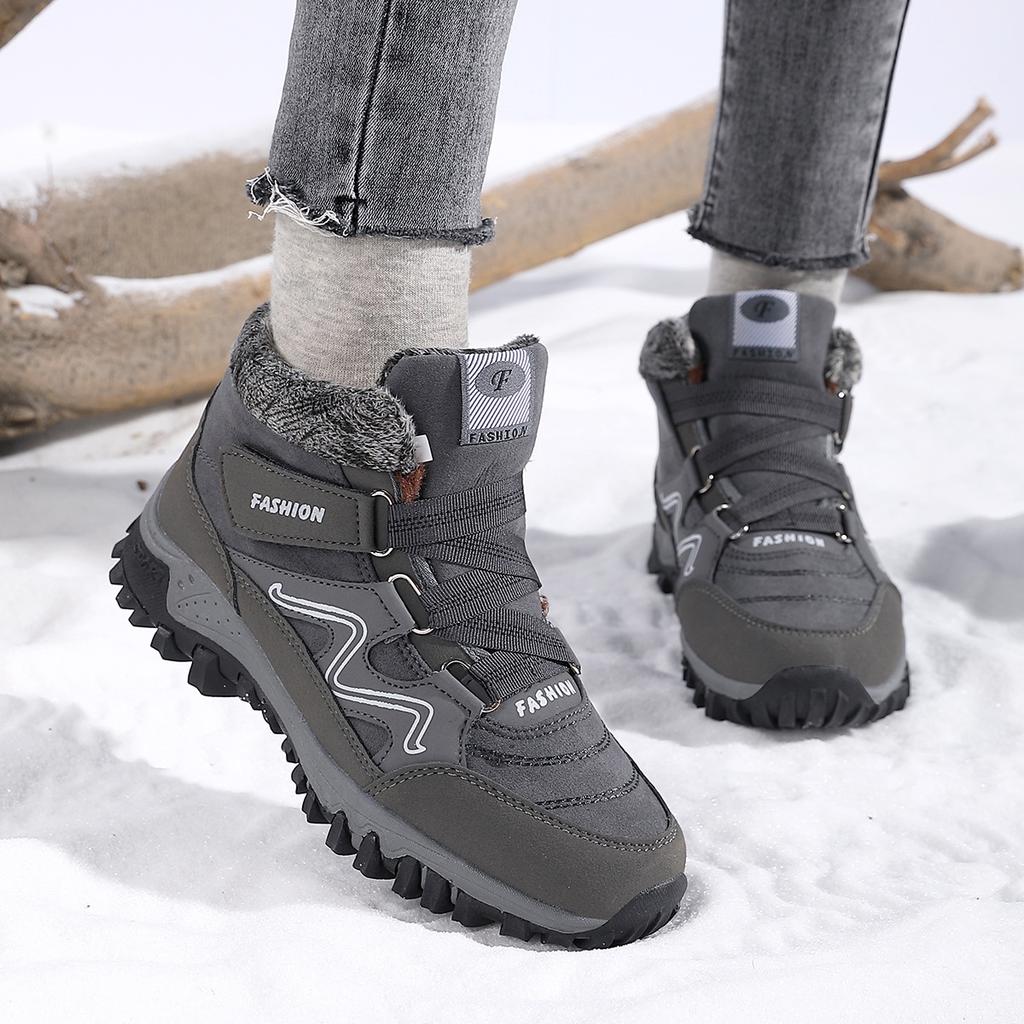 Height-increasing couple snow boots winter velvet warm men's and women's outdoor cotton shoes medium top sports cotton shoes women's shoes