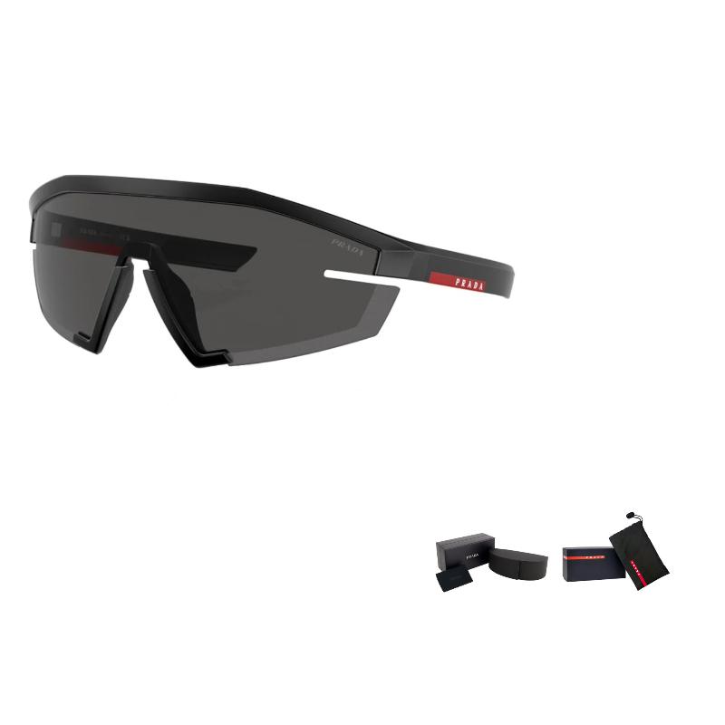 Prada Logo Arm Nylon Irregular Shape Sunglasses Unisex Sunglasses Black PS03ZS1BO06F
