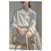 Spring and Autumn  Textured Muscle Lapel Shirt Female Long-sleeved Loose Casual Design Sense Niche Shirt