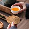 M-Modern-6Pcs/ Drink Coasters Set For Kungfu Tea Accessories Round Tableware Placemat Dish Mat Rattan Weave Cup Mat Pad Diameter