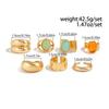 7Pcs/Set Irregular Shape Crystal Open Rings Open Design Geometric Rings  Women