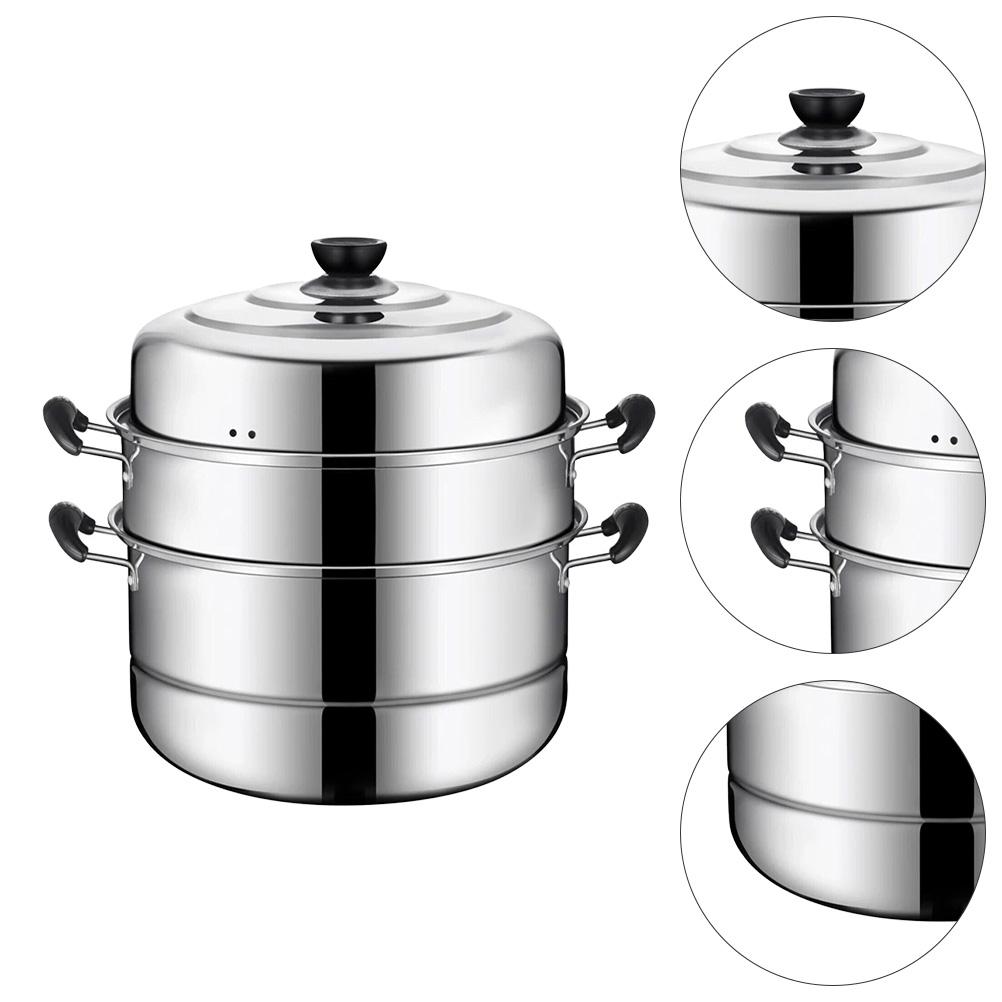 Stainless Steel Steamer Stackable Steaming Pot Convenient Kitchen Cookware Cooking Utensils Useful Stockpot for Home