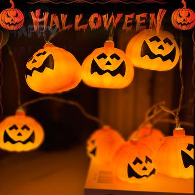 1 Piece Halloween String Lights 1.5m/59inch Ghost Face Pumpkin Solar String Lights  Can Be Hung On The Yard Party Lawn