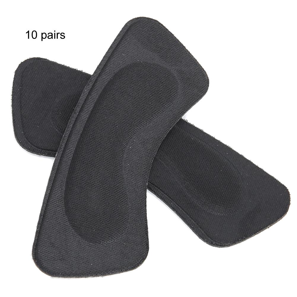 10 párů houbičkových nálepek na paty šetrných k pokožce, nálepky na paty, náplasti na přední část chodidla pro péči o nohy (Černá)