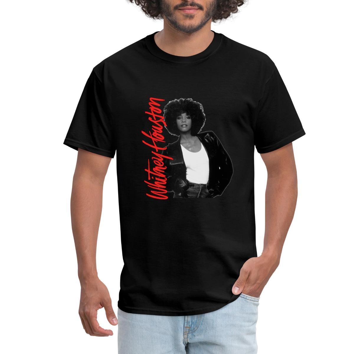 Whitney Houston Pink Nameplate And Photo Men s T-Shirt XL