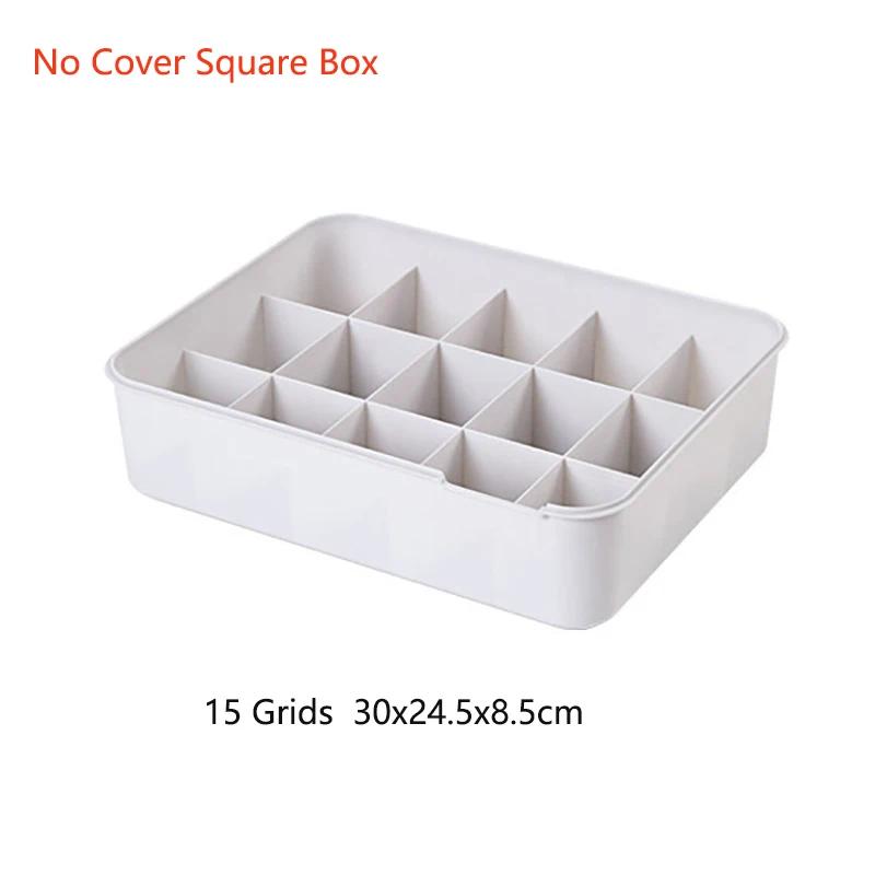 1/10/15 Grid Plastic Underwear Storage Box with Mark Closet Organizer Drawer for Underwear Socks Box Bra Organizer with Cover