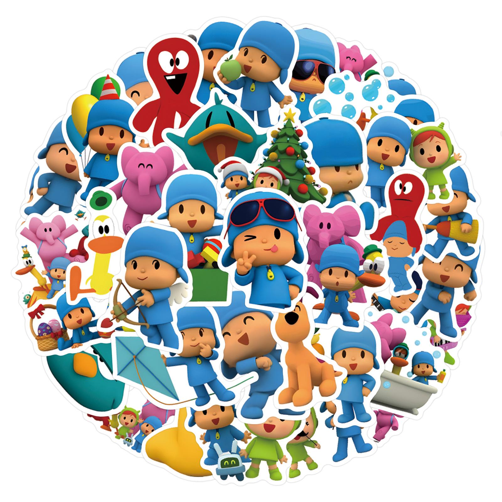 

55pcs Cartoon Pocoyo Stickers: Waterproof Vinyl Decals for Laptop Water Bottle Skateboard, Cute Stationery Scrapbooking