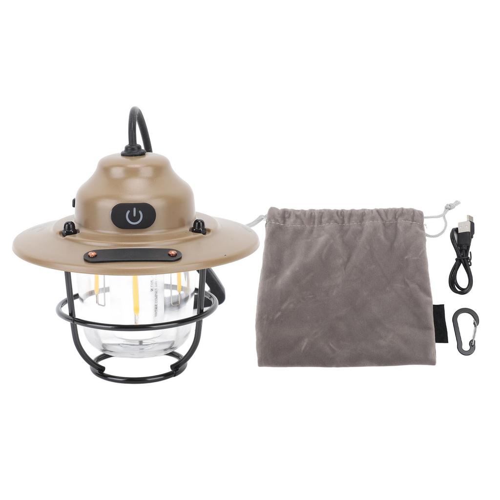 LED Camping Lantern Waterproof 1200MAH 2.0W Stepless Dimming Vintage Rechargeable Camping Lantern