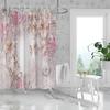 1PC Pink Lace Flowers Printed Shower Curtain, Waterproof, Washable, with 12 Hooks, Bathroom Shower, Home Use