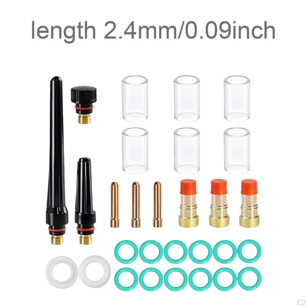 29 Pieces TIG Torch Accessories Kit for WP-17/18/26 #10 Glass Cup with 3 Back Replacement