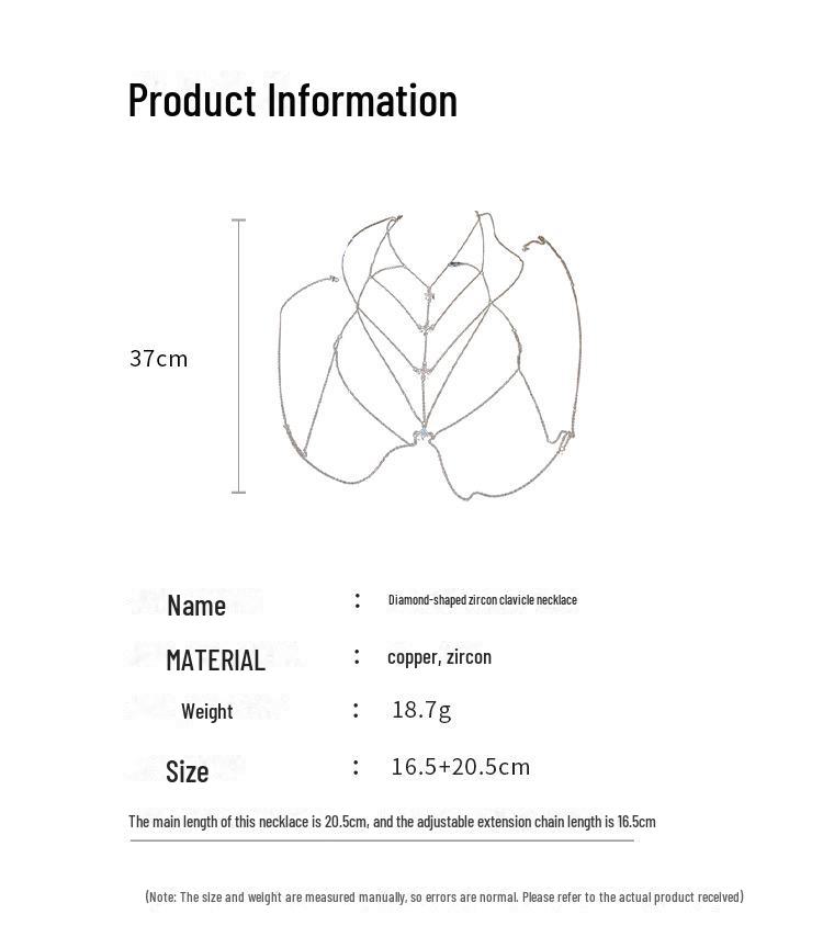 Zircon Geometric Multi-Layer Necklace - Niche Style, European & American Luxury Body Chain