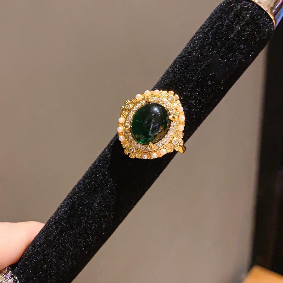 Geometric Zircon Flower Oval Fashion Open Ring For Women