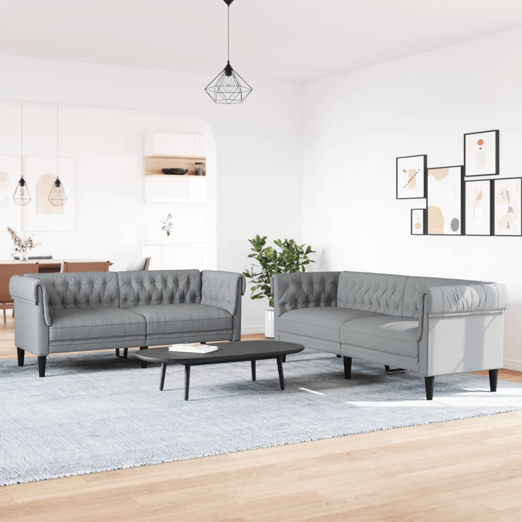 2 Piece Sofa Set Light Grey Fabric