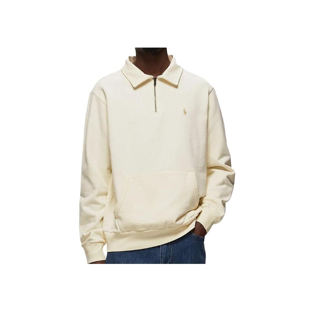 Polo Ralph Lauren Logo Polo Neck Long Sleeve Sweatshirt Men Sweatshirt White 710934601-001