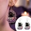 Dark Style Jewelry 1 Pair Halloween Earrings for Women, 2D Acrylic Teacup Black Cat Creative Pendant Gift Dangle Drop Earrings, Gothic Cartoon Party,