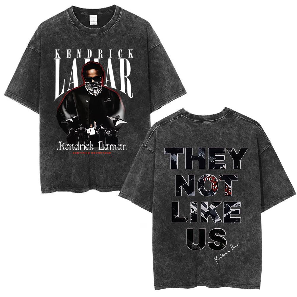 Washed Vintage Rapper Kendrick Lamar SZA Grand National Tour Tshirt They Not Like Us T Shirt Men Hip Hop Fashion Tshirt