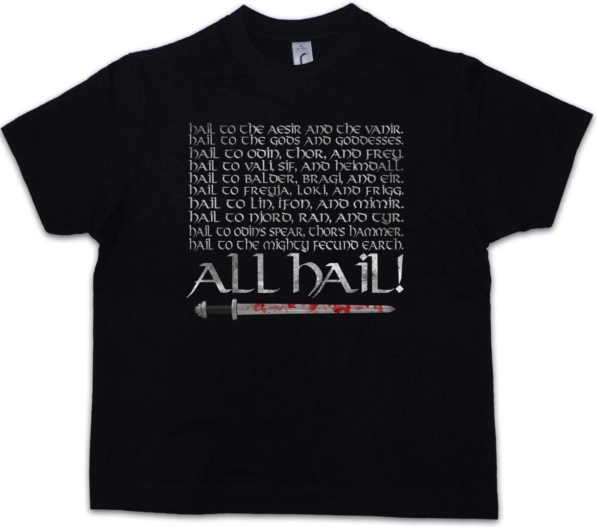 ALL HAIL ! Kids Boys T-Shirt Odin Thor Loki Walhalla Valhalla Ragnar Tyr Vikings 150