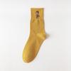 Herren-Kniebundsocken in einfarbigem Design mit hohem Bund aus Baumwolle mit Heißprägung eines Porträts – Trendiger Herbst-Winter-Stil