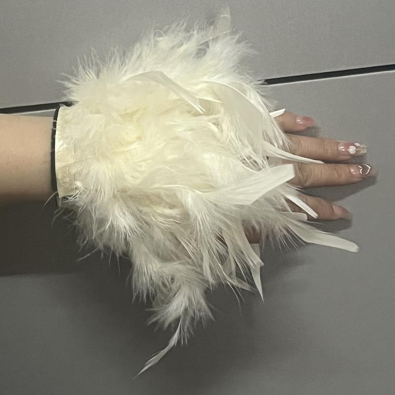 Straußenfeder-Armspange für Damen Feder-Armspangen für das Handgelenk Elegantes Feder-Schnapparmband Nagel-Foto-Manschetten Hemdmanschetten mit Feder