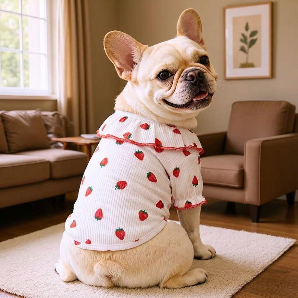 Comoda Pettorina per Cani Primavera Autunno Abbigliamento Cane Gatto Carino Animale Domestico Maglietta Base Fragola Cane/Gatto Medio/Piccolo
