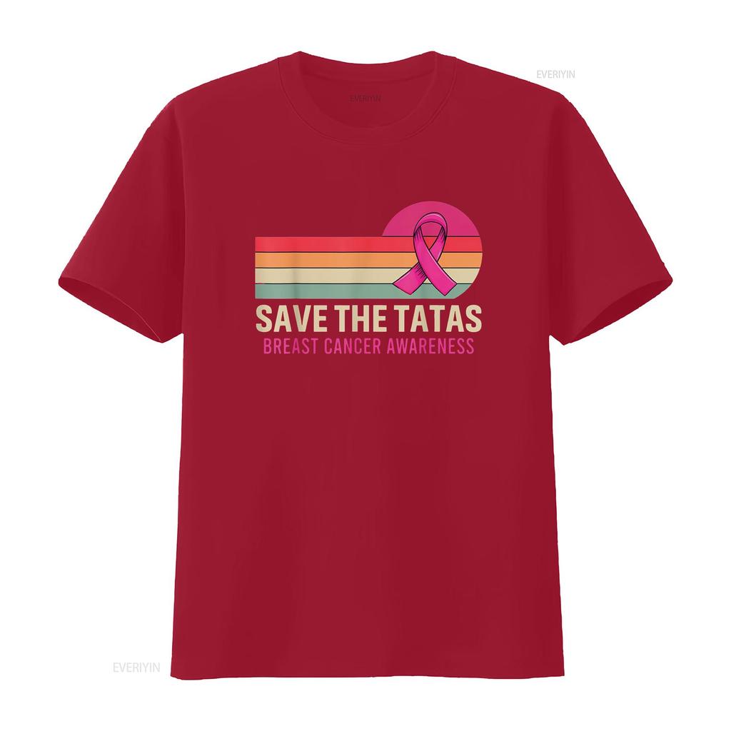 Womens Retro Vintage Save The Tatas Breast Cancer Awareness Ribbon T Shirt Black 2X Large vintage Washed Casual Breathable