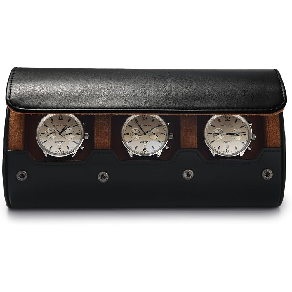 The Woodten Watch Case for 3 Watches, made of PU material, effectively protects watches from impa...