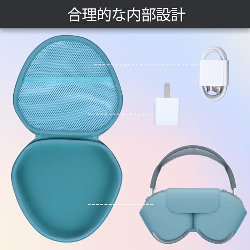 Lebakort Storage Case Compatible with Apple AirPods Max Bluetooth Earphones and Headsets (Sky Blue Case)