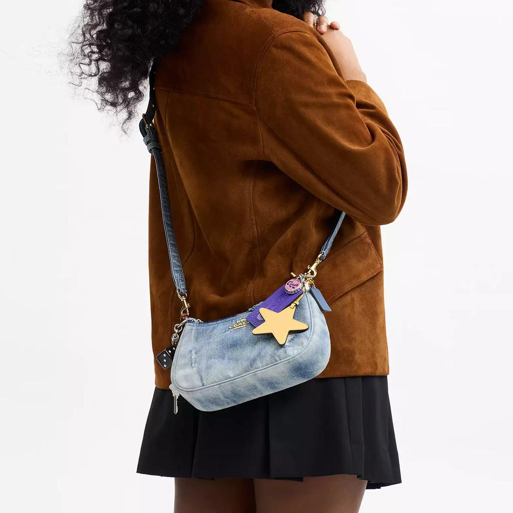 Coach Teri Logo Identification With Star Pendant Denim Shoulder Bag Women shoulder bag Light-Indigo CDY76-IMNIM