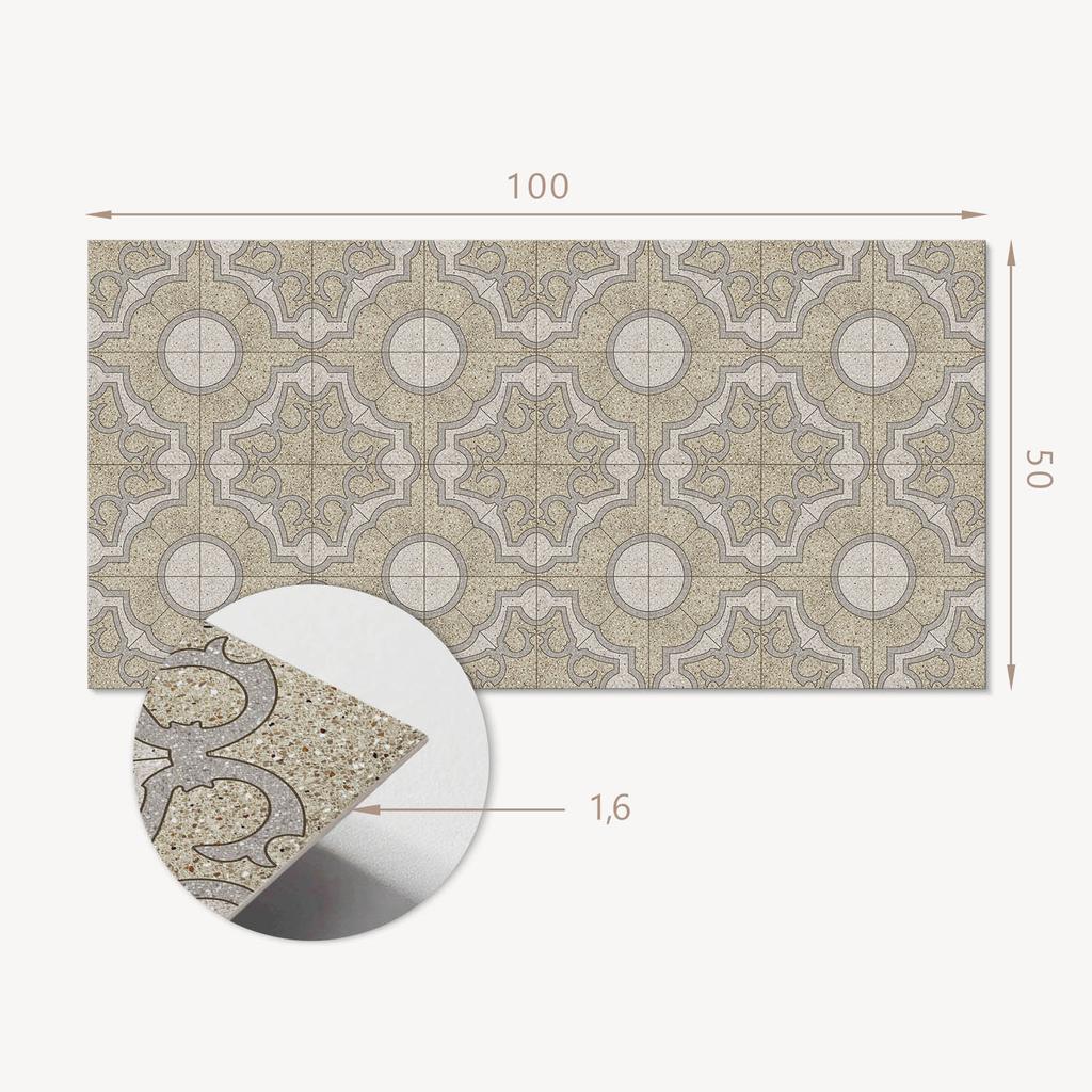 Panel Winylowy Samoprzylepny Z Nadrukiem Do Salonu 100X50 Cm Wzór Mozaikowy Z Okręgami
