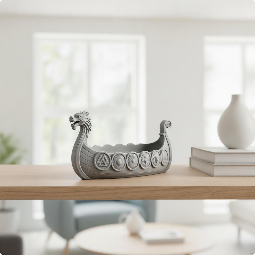 Rustic Dragon Boat Storage Box | Decorative contemporarydesign Ornament, Lightweight OpenTop Design,