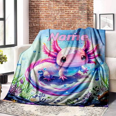 Underwater Axolotl Home Customize Your Name Blankets Comfortable Soft Lightweight Allseason Multipurpose Blanket For Picnics Sofas Offices Beds Living