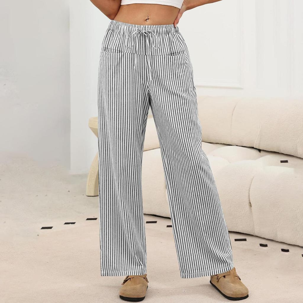 26-3-14-Ladies' Fashionable Color Straight Leg Pants With High Waist Pockets Casual Pants2101
