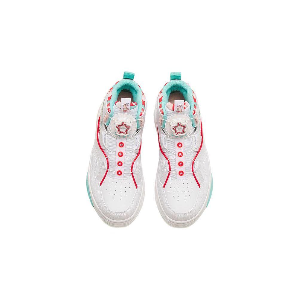 Anta Kids Anti-Kick Wear-Resistant High-Top Skate Shoes Kids Skate Shoes White Pink Blue 322318009-8