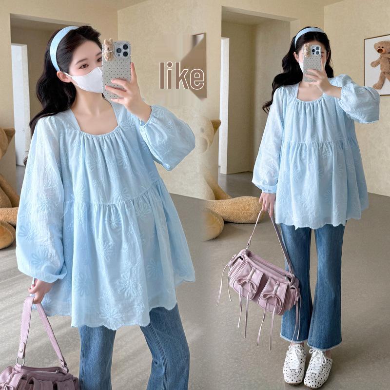 2026 Spring Korean Lace Embroidery Doll Shirt XL